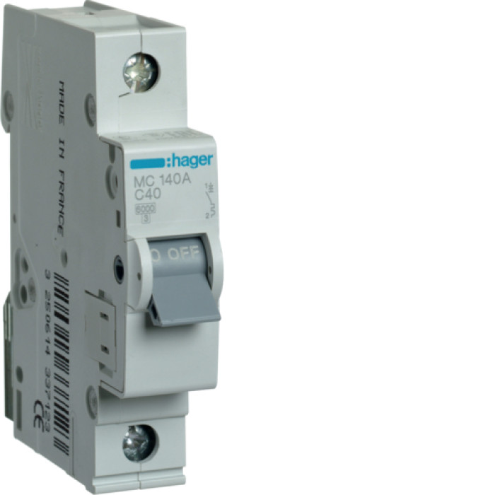 Hager 1P 6kA C-40A 1M Circuit Breaker, MCN140