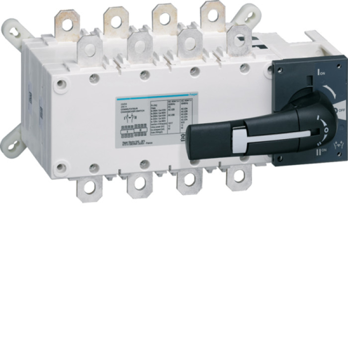 Перемикач Hager, трипозиційний корпусний I-0-II до 150мм2, 4п 250А, HI454
