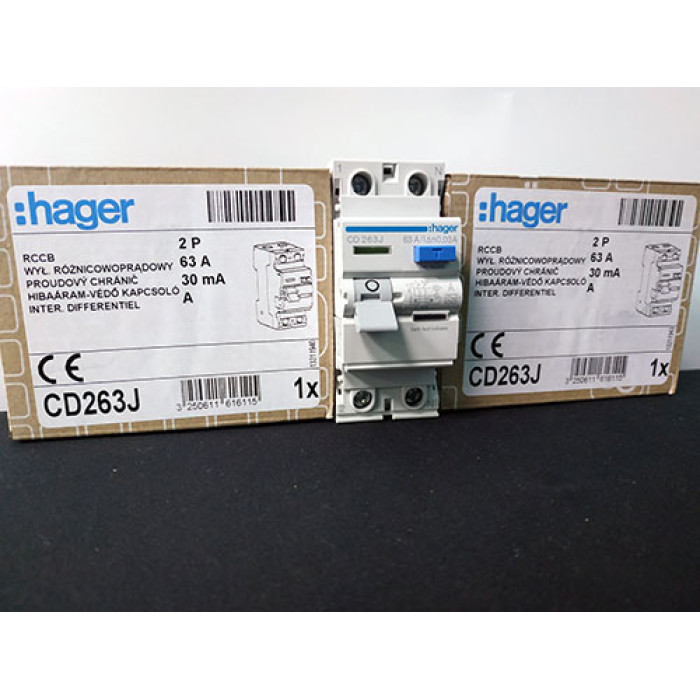 Дифреле Hager CDA263D 2P 63A 30mA A