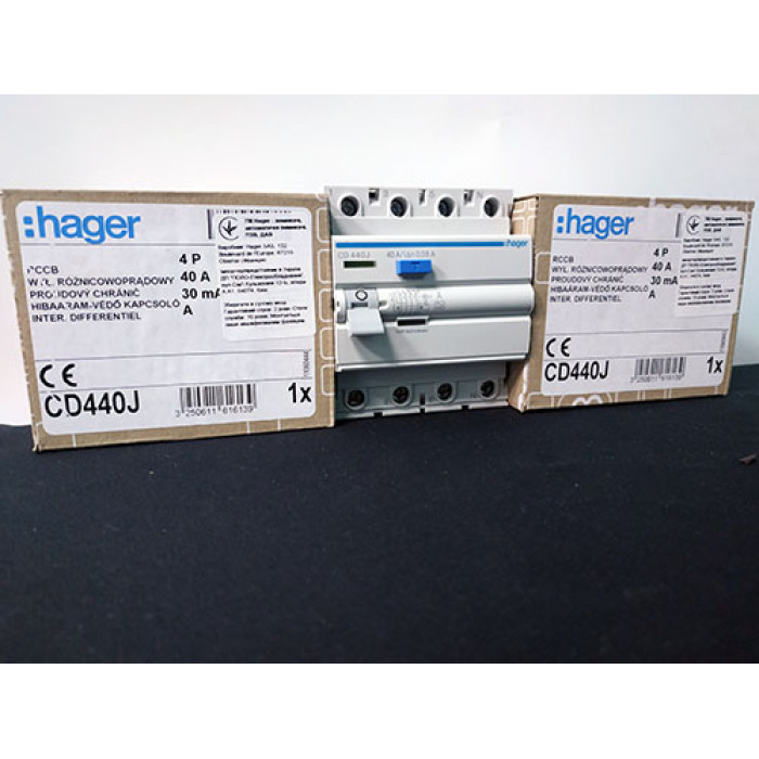 Дифреле Hager CDA440D 4P 40A 30mA A