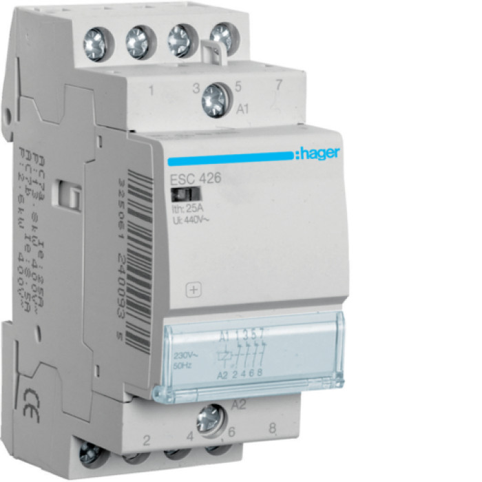 Контактор 25A, 4НЗ, 230В Hager ESC426