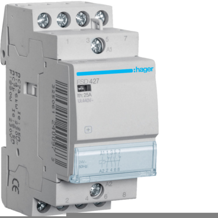 Контактор 25A, 2НВ+2НЗ, 24В Hager ESD427