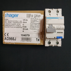 Hager ADA966D дифавтомат 1P+N 6kA C-16A 30mA A