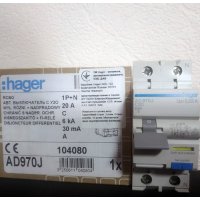 Дифавтомат HAGER ADA970D 1P+N 6kA C-20A 30mA A