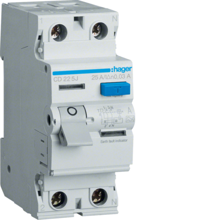 Дифреле Hager CDA225D 2P 25A 30mA A