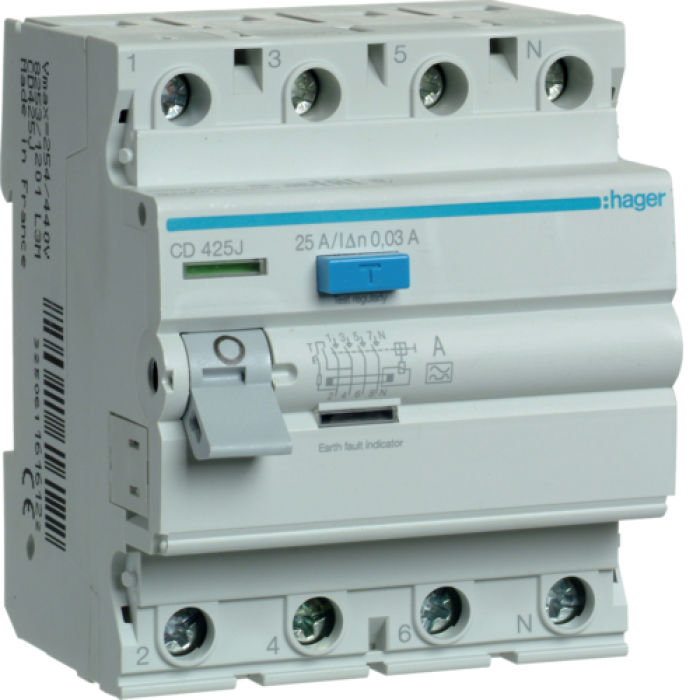 Дифреле Hager CDA425D 4P 25A 30mA A