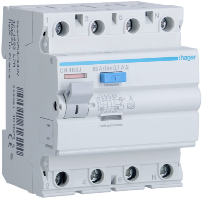 Дифреле Hager CNA463D 4P 63A 100mA A C