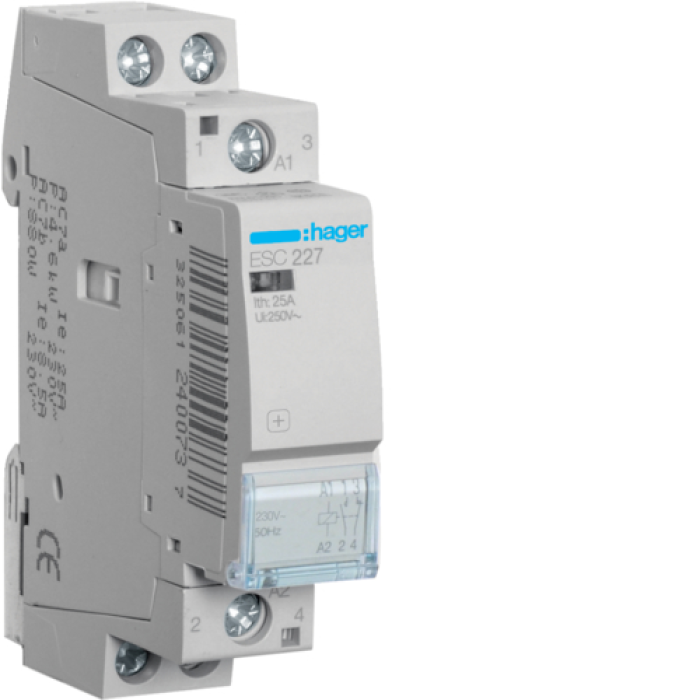 Контактор 25A, 1НВ+1НЗ, 230В Hager ESC227