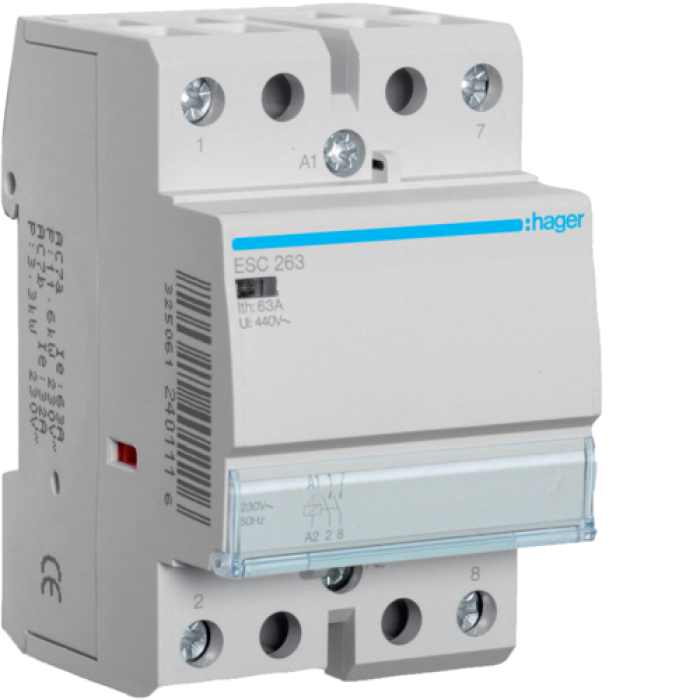 Контактор 63A, 2НВ, 230В Hager ESC263 ESC263