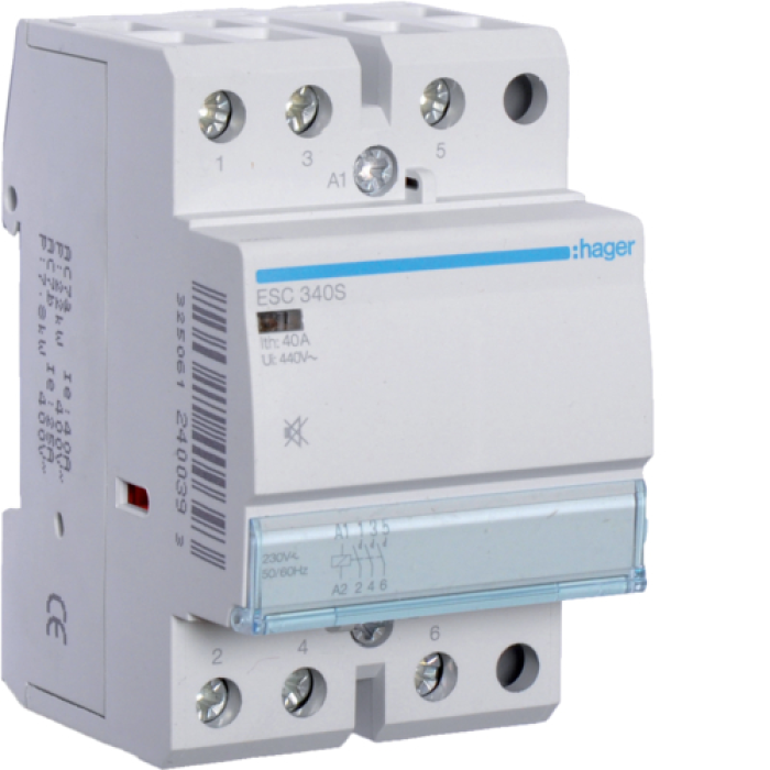 Контактор бесшумный 40A, 3НВ, 230В Hager ESC340S
