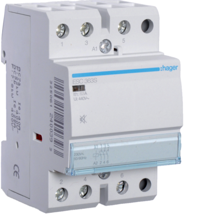 Silent contactor 63A, 3HB, 230V Hager ESC363S