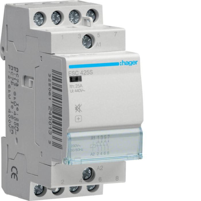 Silent contactor 25A, 4HB, 230V Hager ESC425S