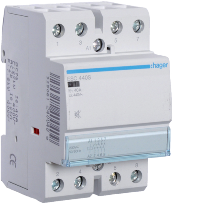 Контактор бесшумный 40A, 4НВ, 230В Hager ESC440S