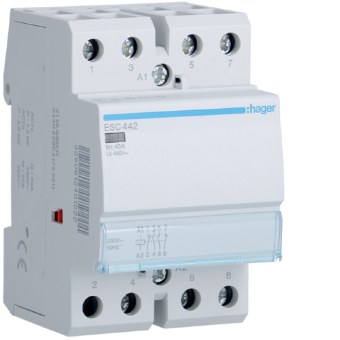 Контактор 40A, 2НВ+2НЗ, 230В Hager ESC442