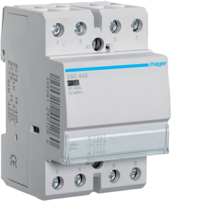 Contactor 40A, 3NV+1NC, 230V Hager ESC443