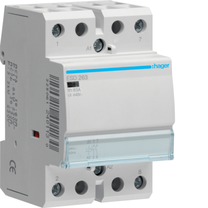Contactor 63A, 2HB, 24V Hager ESD263