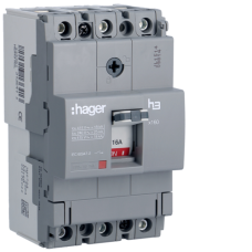Автоматический выключатель Hager x160, In=16А, 3п, 18kA, Тффикс./Мффикс., HDA016L