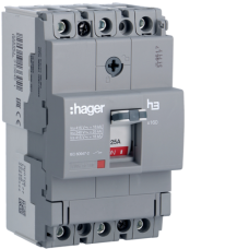 Автоматический выключатель Hager x160. In=25А. 3п. 18kA. Тффикс./мффикс., HDA025L