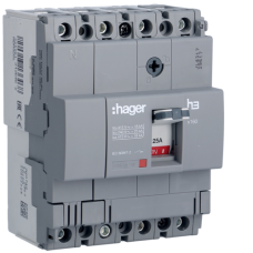 Hager circuit breaker x160. In=25A. 4 points. 18kA. Tffix./Mffix. HDA026L