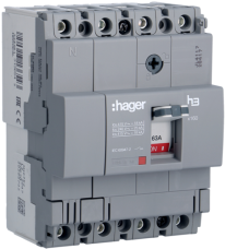 Автоматический выключатель Hager x160. In=63А. 4п. 18kA. Тффикс./мффикс., HDA064L