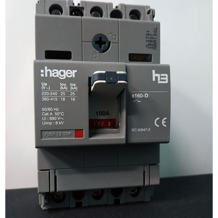 HDA100L, In=100A, 3p, 18kA, Hager x160 circuit breaker Hager