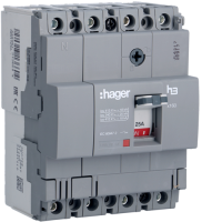 Автоматичний перемикач Hager x160. In=125А. 4п. 18kA. Тфікс./мфікс., HDA126L
