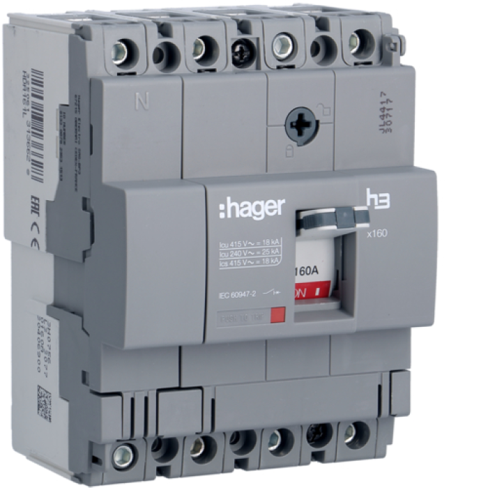 HDA161L, In=160A, 4p, 18kA, x160 Hager circuit breaker