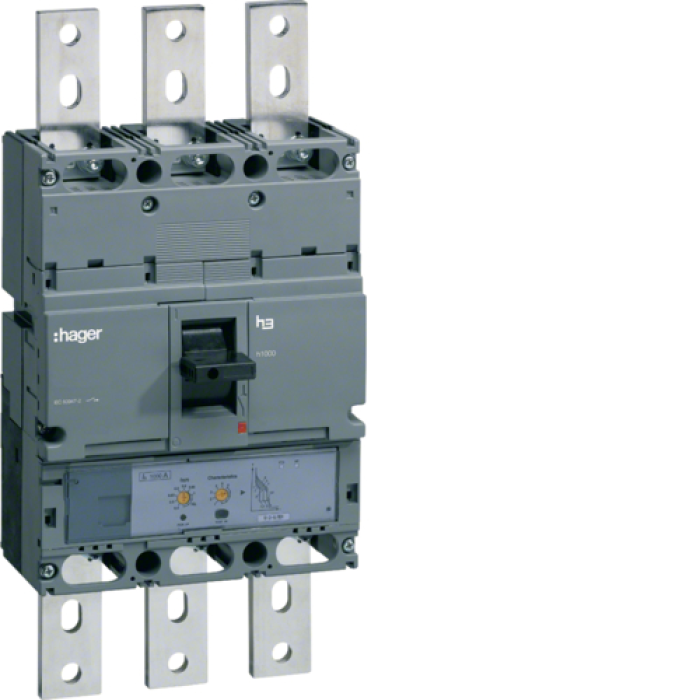 Hager H1000 Circuit Breaker. In=1000A. 3 points, 70kA. LSI, HEE970H