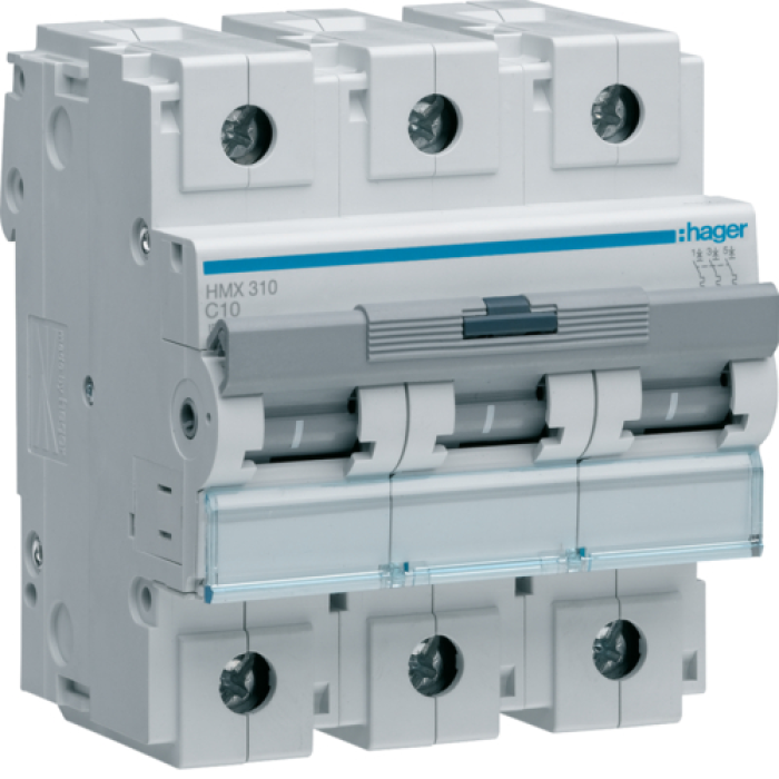 Hager 3P 50kA C-10A 4.5M Circuit Breaker, HMX310