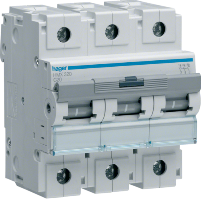 Hager 3P 50kA C-20A 4.5M Circuit Breaker, HMX320