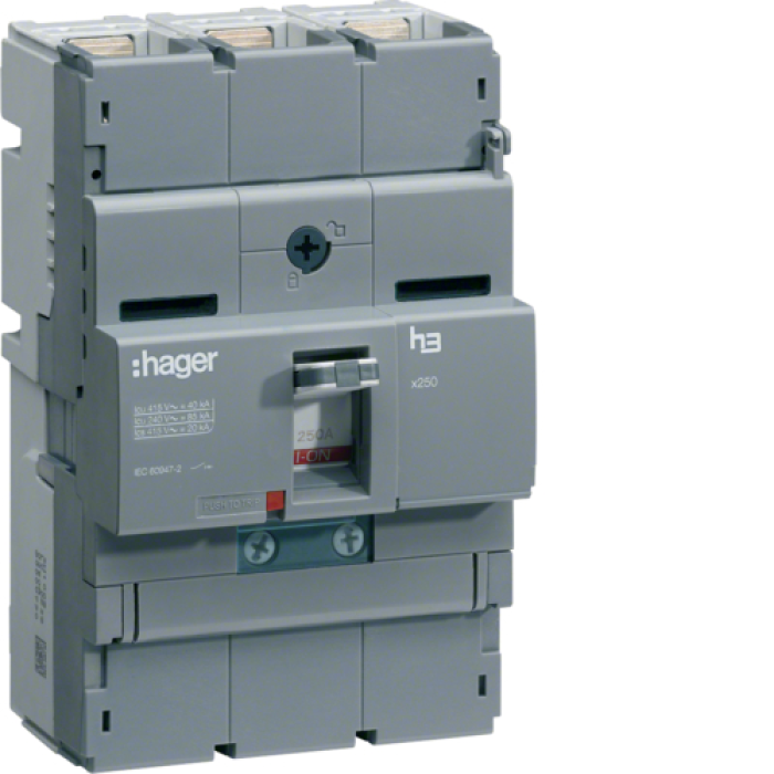Автоматичний перемикач Hager x250. In=160А. 3п. 40kA. Трег./Мрег., HNB160H