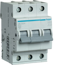 Hager 3P 6kA B-20A 3M Circuit Breaker, MBN320
