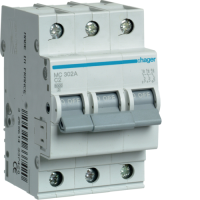 Hager 3P 6kA C-2A 3M Circuit Breaker, MCN302