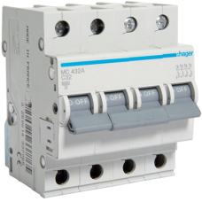 Hager 4P 6kA C-32A 4M Circuit Breaker, MCN432
