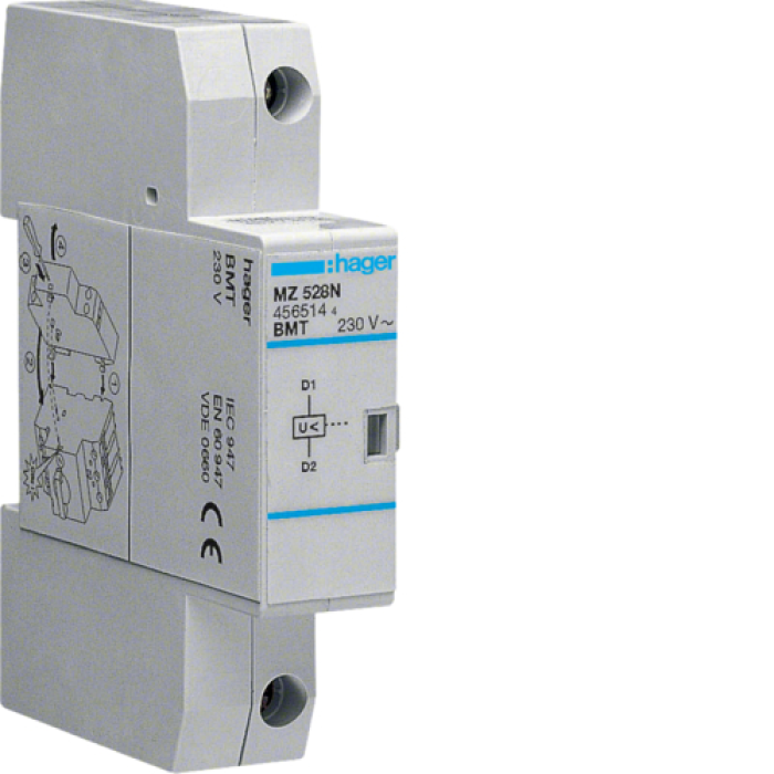 Undervoltage release for 230V motor protection circuit breakers, Hager MZ528N