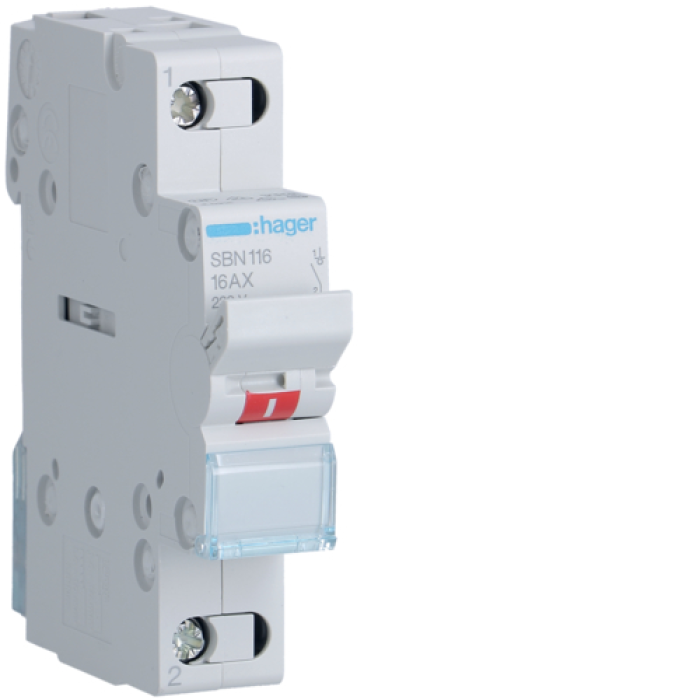 Hager Load Switch, 1-Pole 16A/230V, SBN116