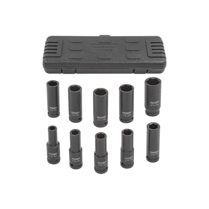 Набор головок ударных глубоких 1/2", 10 пр. (6-гр.) (10-24 мм) FORCEKRAFT FK-4107-5MPB