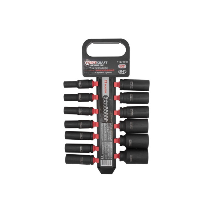 Combination impact socket set 1/2", 13 pcs. (6-gr.) (10-32 mm) FORCEKRAFT FK-4137MPB