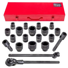 Set of percussion tools in a metal case 21 pcs. 3/4" (12-gr.) (17-50 mm) FORCEKRAFT FK-6212-9MPB