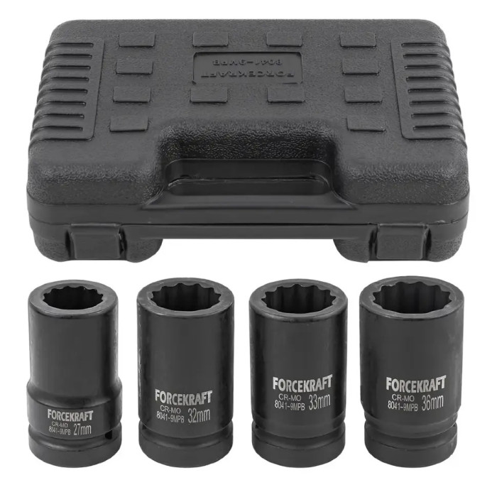 Set of deep impact heads 4 pcs. 1'' (12-gr.) (27, 32, 33, 36 mm) FORCEKRAFT FK-8041-9MPB