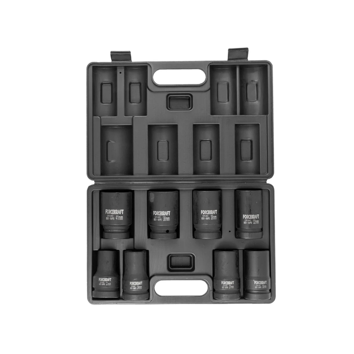 Set of deep impact sockets 1'', 8 pcs. (12-gr.) (22-41 mm) FORCEKRAFT FK-8081-9MPB