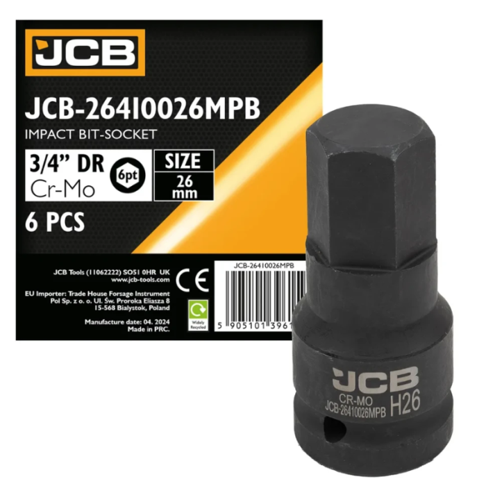 Impact socket HEX 3/4" 26 mm JCB Tools JCB-26410026MPB