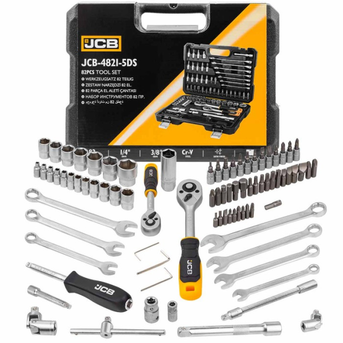 Набір інструментів 82 пр. 1/4", 3/8" (6-гр.) (4-22 мм) JCB Tools JCB-4821-5DS