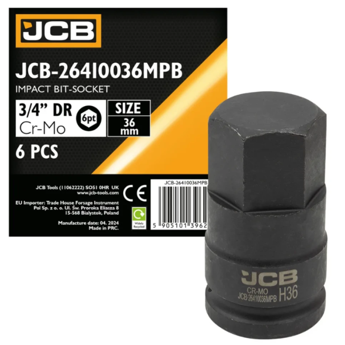 Impact socket HEX 3/4" 36 mm JCB Tools JCB-26410036MPB