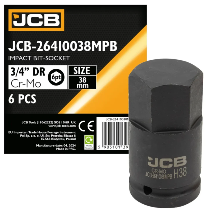 Impact socket HEX 3/4" 38 mm JCB Tools JCB-26410038MPB