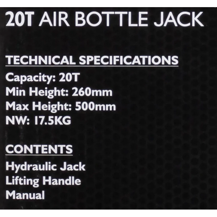 Домкрат пневматично-гідравлічний пляшкового типу 20т JCB Tools JCB-TQ20007