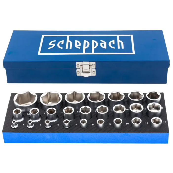 Набір головок в металевому кейсі 25 пр. 1/2'', 1/4'' (6-гр.) Scheppach SCH-50121G
