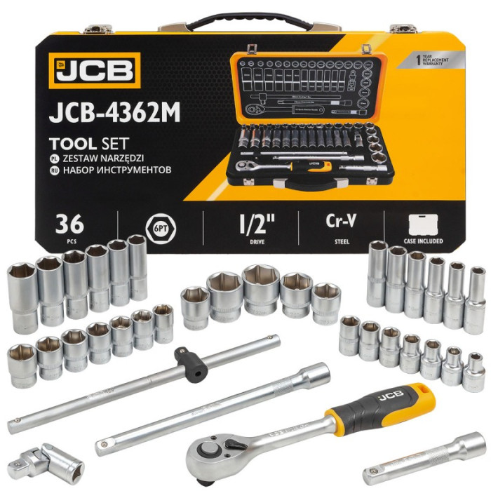 Combination tool set 36 pcs. 1/2" (6-gr.) (8-32 mm) JCB Tools JCB-4362M
