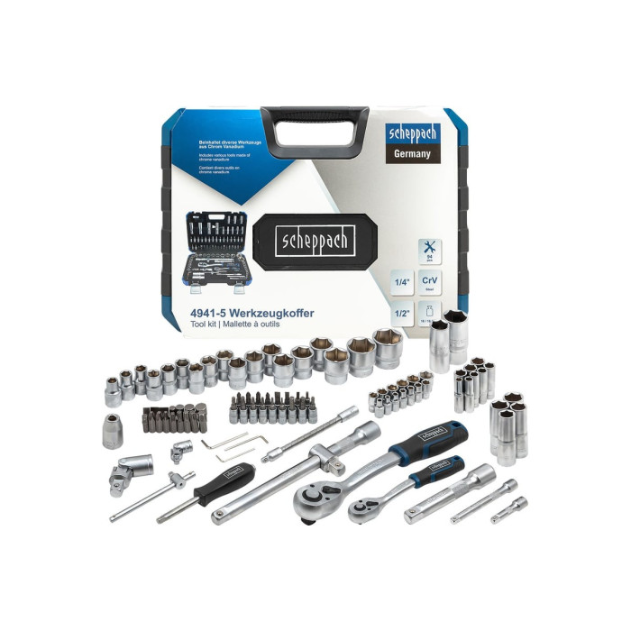 Combination tool set 94 pcs. 1/2", 1/4" (6-gr.) (4-32 mm) Scheppach SCH-4941-5