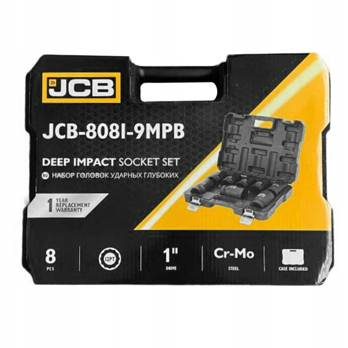 набор головок ударных глубоких 8 ед. 1'' (12-гр.) JCB Tools JCB-8081-9MPB